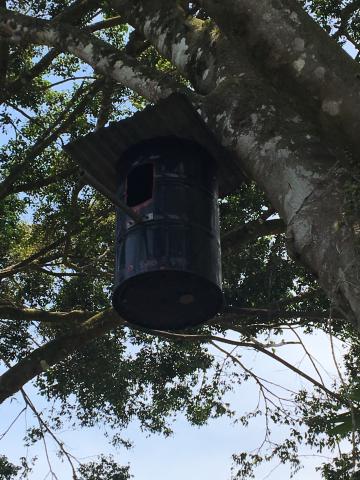 Nest box made from a metal barrel